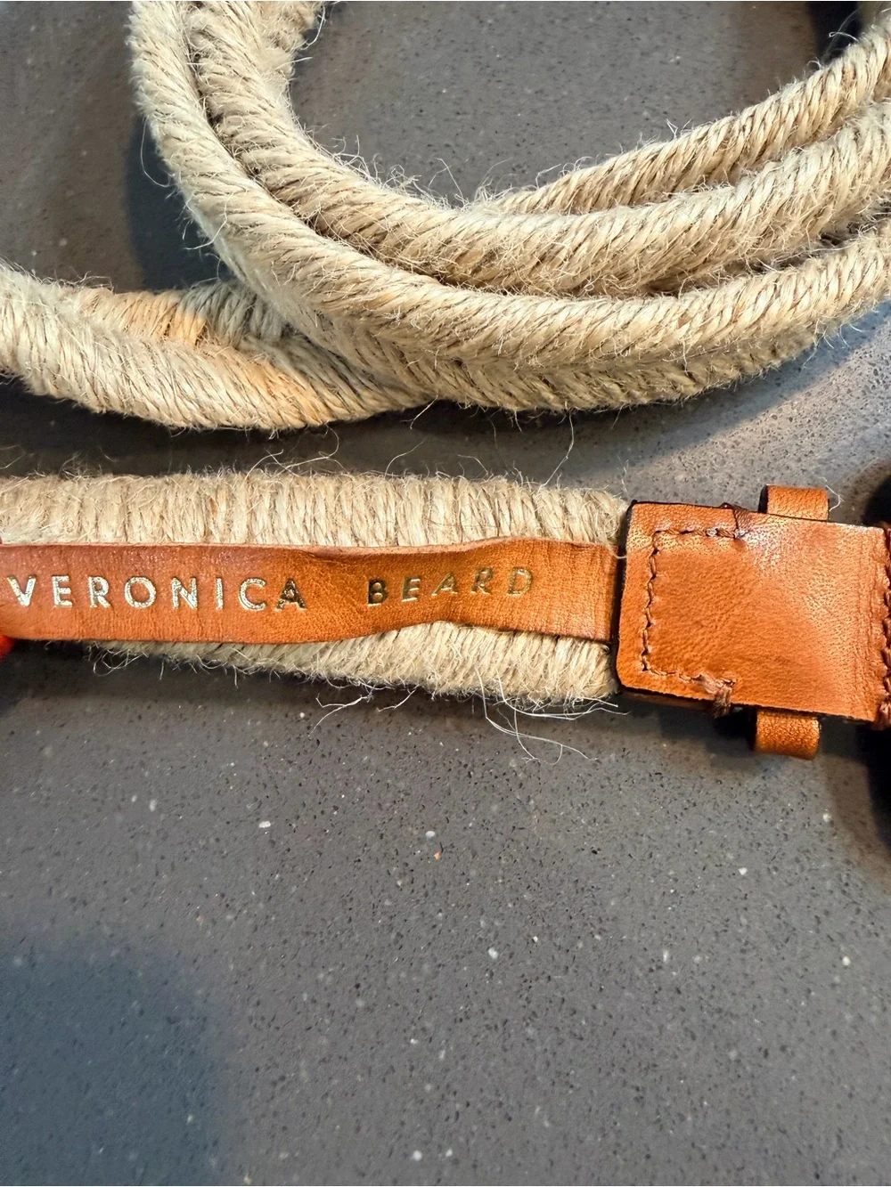 Veronica Beard Adalyn Rope Leather Belt Dark Natural Large